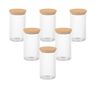 kit 6 potes 450ml de vidro mantimentos tampa de bambu 6 5 x 15cm