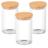 kit 3 potes 950ml de vidro mantimentos tampa de bambu 8 5 x 20cm