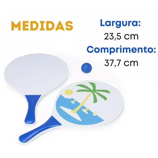 kit jogo frescobol praia bolinha raquetes sortido 37cm 4
