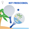 kit jogo frescobol praia bolinha raquetes sortido 37cm 2