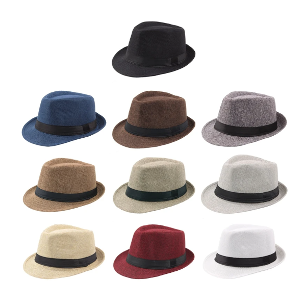 chapeu fedora palha unisex aba curta sortido