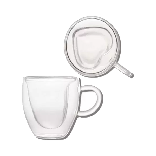 caneca de vidro de coracao 80ml