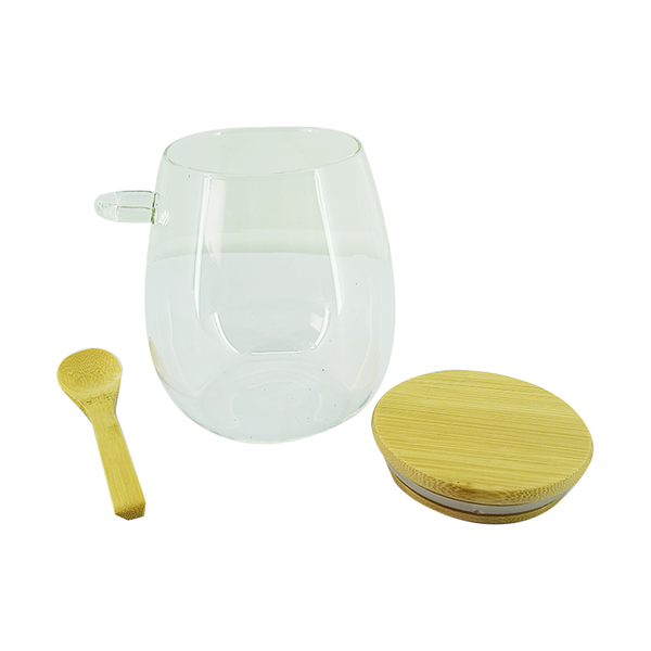 kit pote de vidro 20cm com colher de madeira 3