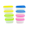 kit 8 mini potes de plastico retangulares tampa