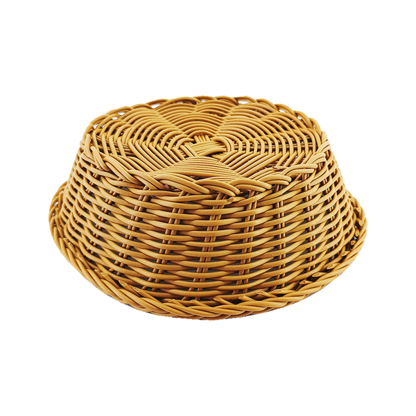 mini cesta redonda de plastico estilo madeira decorativa 24cm 2