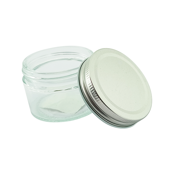 pote hermetico cilindrico de vidro com tampa prateada 9 5cm