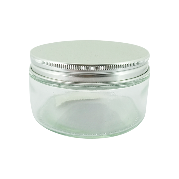 pote hermetico cilindrico de vidro com tampa prateada 7cm 4
