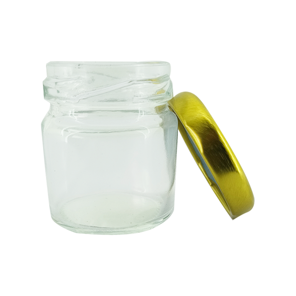 pequeno pote hermetico cilindrico de vidro com tampa dourada 2