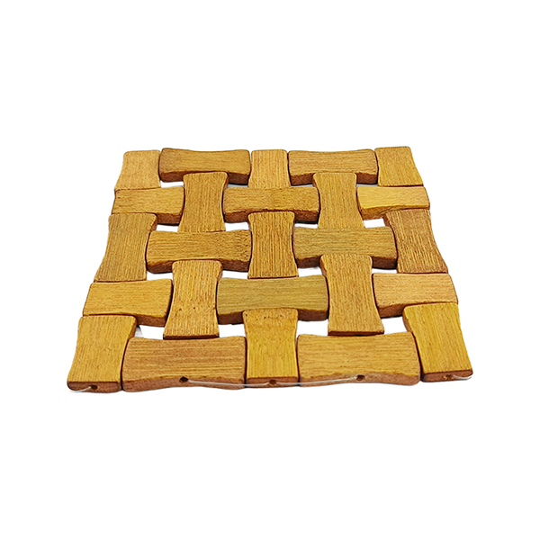 descanso de panela de bambu quadrado 13cm 2