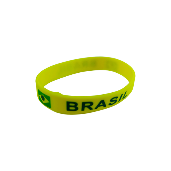 pulseira de borracha brasil amarela